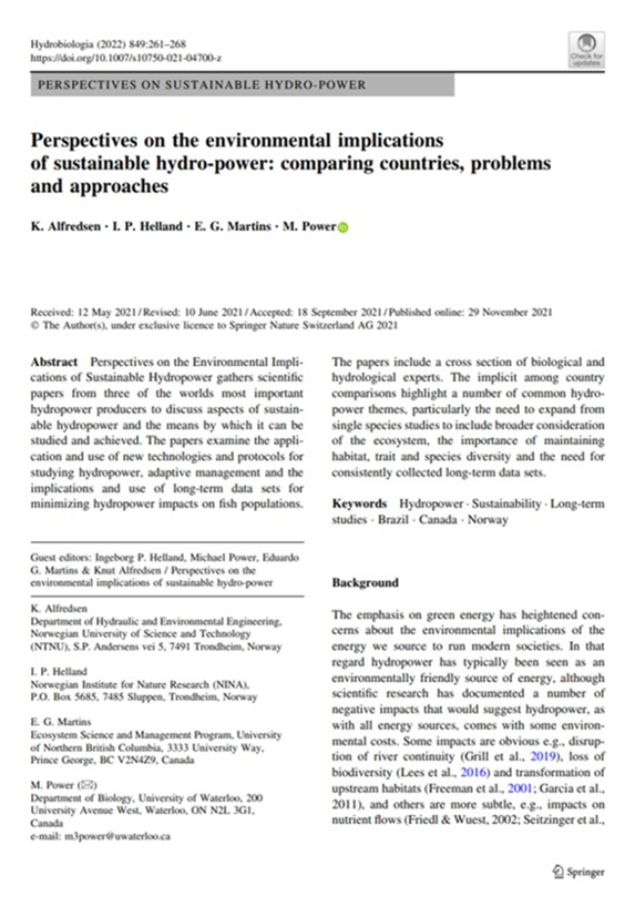 Perspective on the environmental implications of sustainable hydro-power: comparing countries, problems and approaches